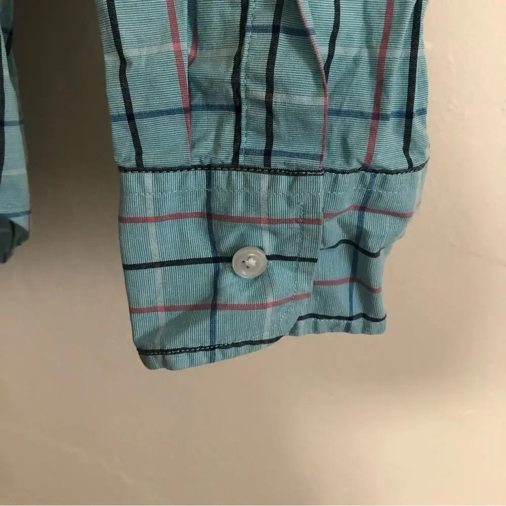 J. Crew Men's Slim Fit Flex Stretch Blue Plaid Button Down Shirt Large